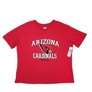 NFL Arizona Cardinals Short Sleeve Scoop‎ Neck T-Shirt Women's 1X Red Cotton NEW